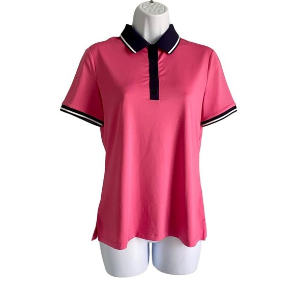 Lillie Green Short Sleeve Pink Polo Shirt Women's Small NEW - Picture 2 of 9
